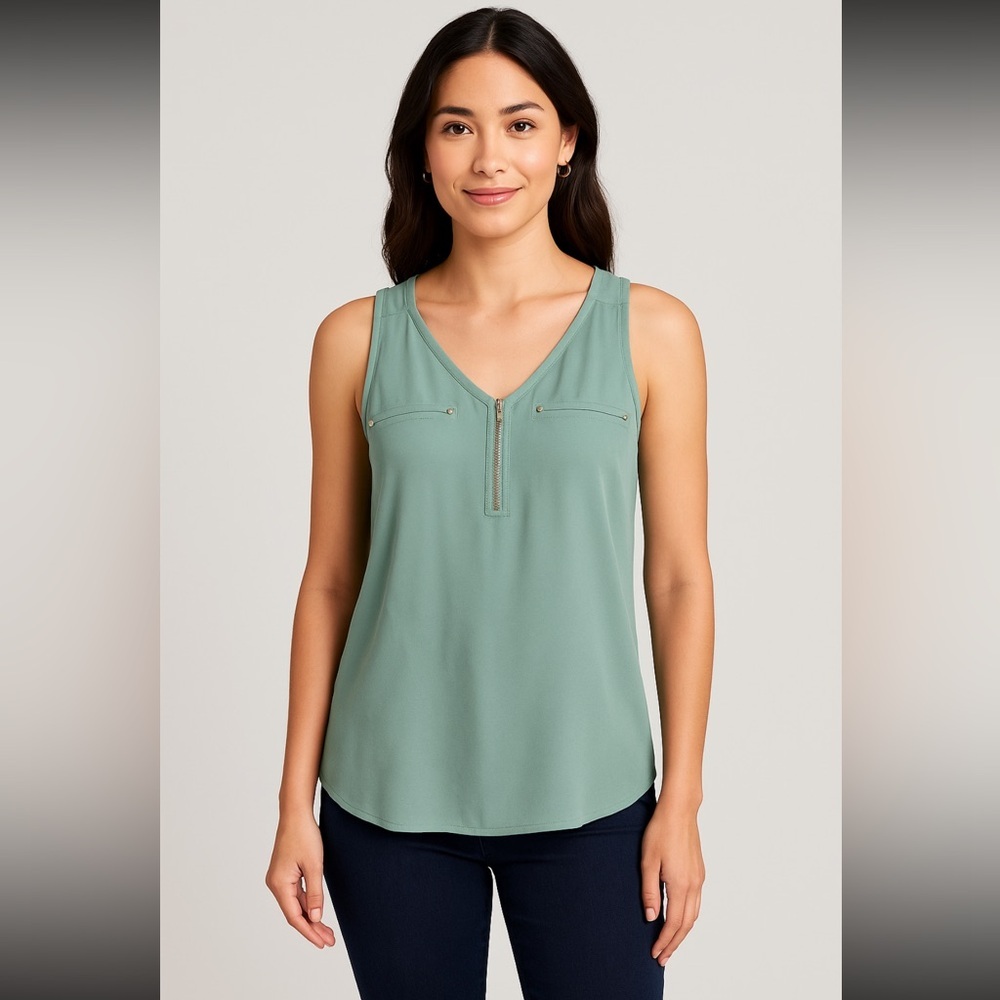 Fortune + Ivy Sleeveless Zip Front Blouse – Size M